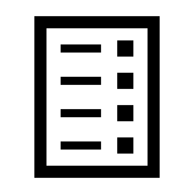 Symbol Liste schwarz mit Streifen und Punkten