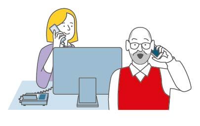 Mann und Frau telefonieren