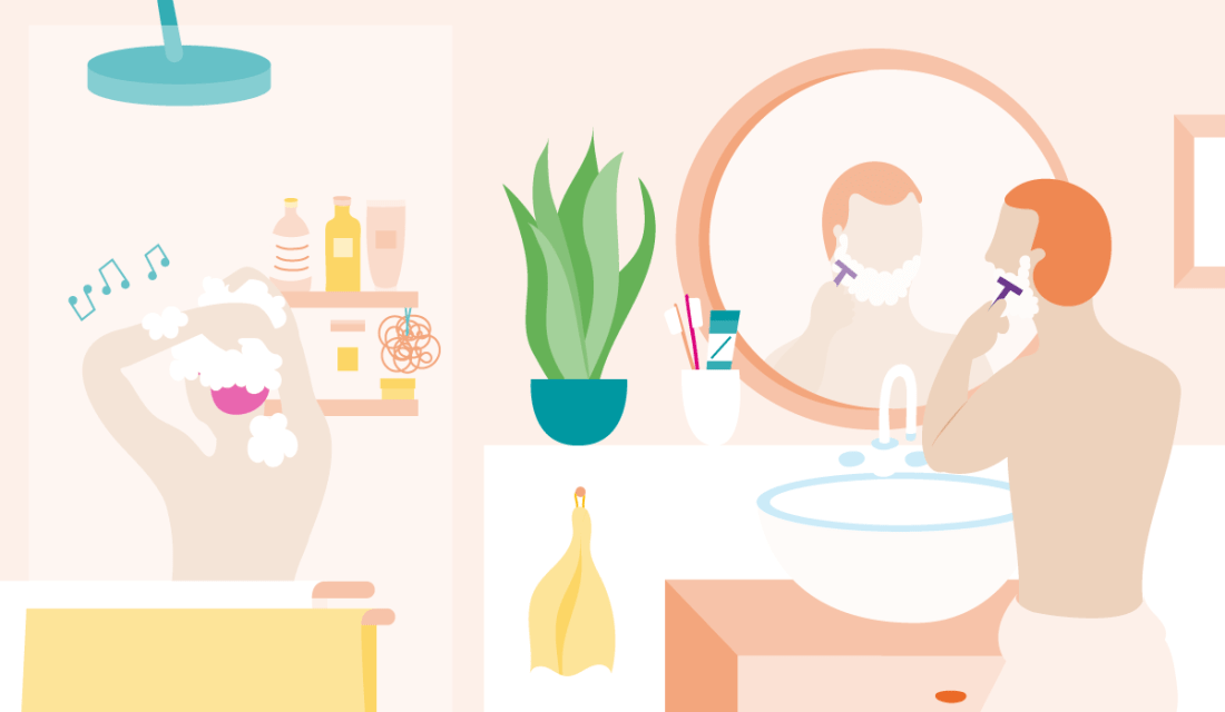 Warmwasser duschen und rasieren