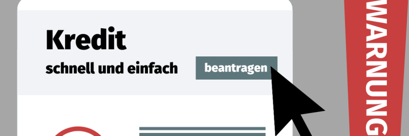 Darstellung einer Webseite unseriöser Kreditvermittler mit der Kennzeichnung Warnung