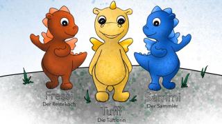 Drei gezeichnete Drachen